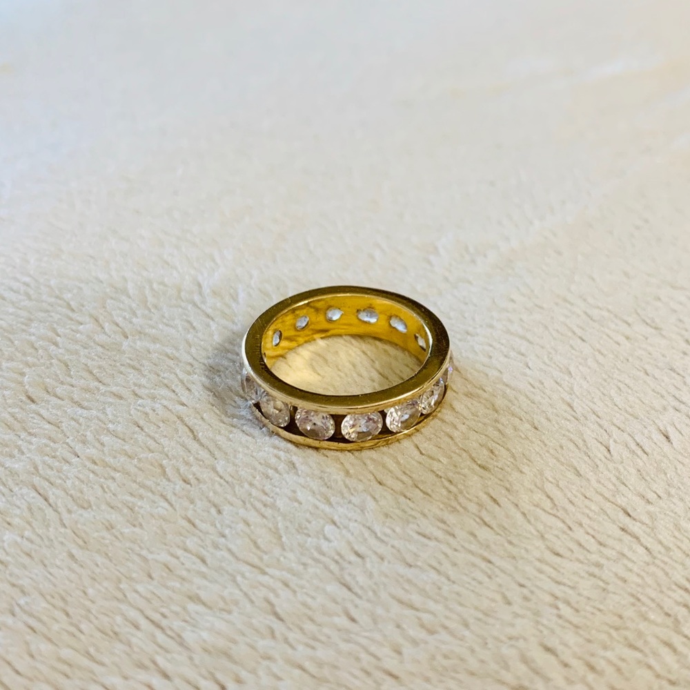 14K Solid Gold Eternity Ring Cubic Zirconia Sz 6